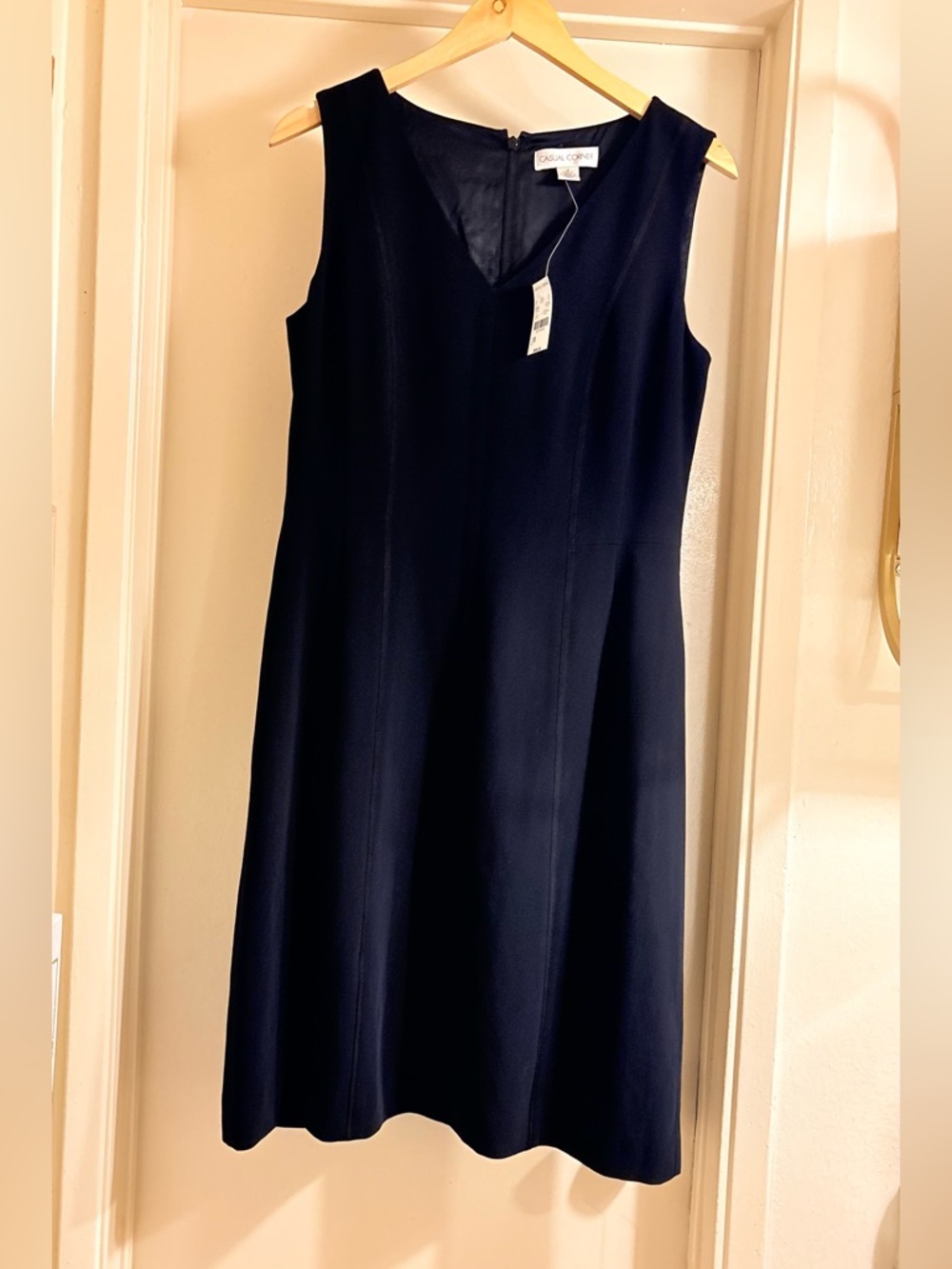 Casual Corner Navy Sleeveless V-Neck Midi Dress